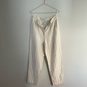 White and cream linen striped pants